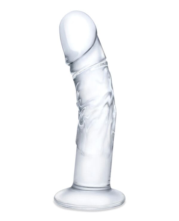 Glas 7" Realistic Curved Glass Dildo w/Veins - Clear - Image 2