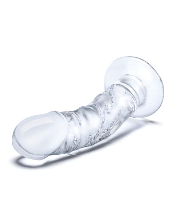 Glas 7" Realistic Curved Glass Dildo w/Veins - Clear - Image 3