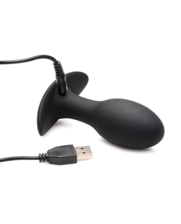 Curve Toys Rooster Rumbler Vibrating Silicone Anal Plug Medium - Black - Image 5