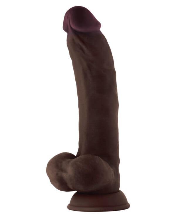Shaft Model C Flexskin Liquid Silicone 9.5" Curved Dong w/Balls - Mahogany - Image 2