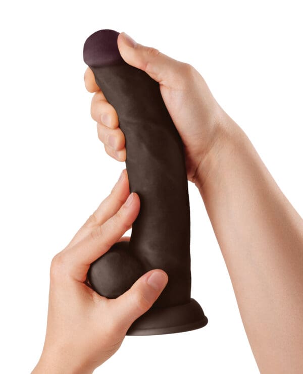Shaft Model C Flexskin Liquid Silicone 9.5" Curved Dong w/Balls - Mahogany - Image 4