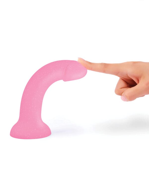 Love to Love Curved Suction Cup Dildolls Glitzy - Glitter Pink - Image 3