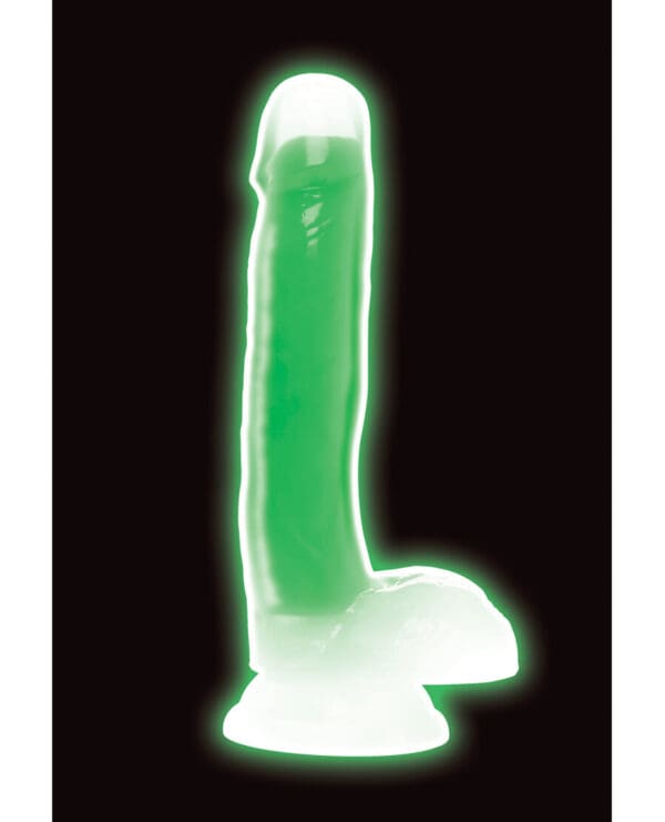 Curve Toys Lollicock 7" Glow In The Dark Silicone Dildo w/Balls - Green - Image 2