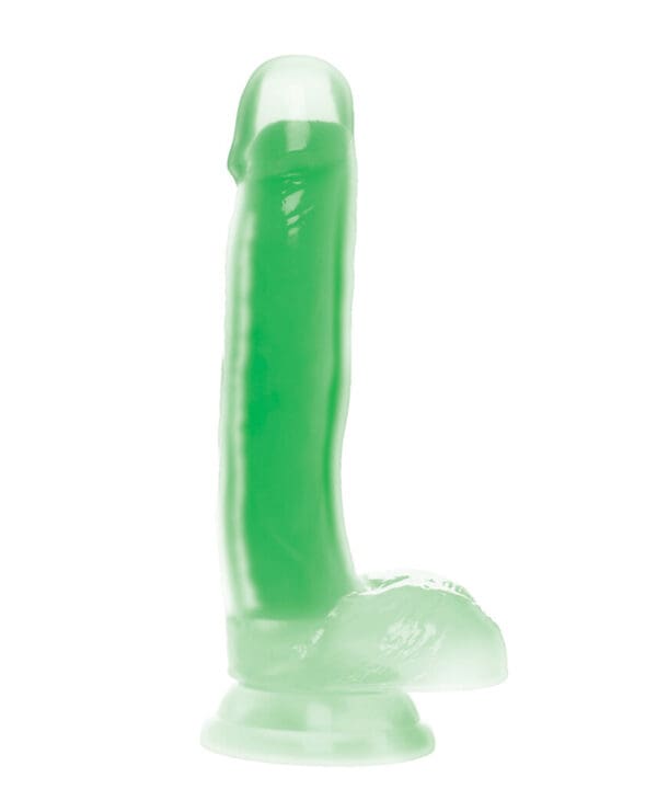 Curve Toys Lollicock 7" Glow In The Dark Silicone Dildo w/Balls - Green - Image 3