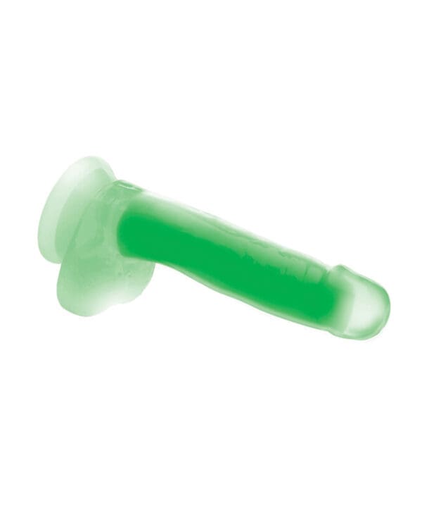 Curve Toys Lollicock 7" Glow In The Dark Silicone Dildo w/Balls - Green - Image 4