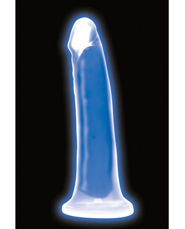 Curve Toys Lollicock 7" Glow In The Dark Silicone Dildo - Blue - Image 2