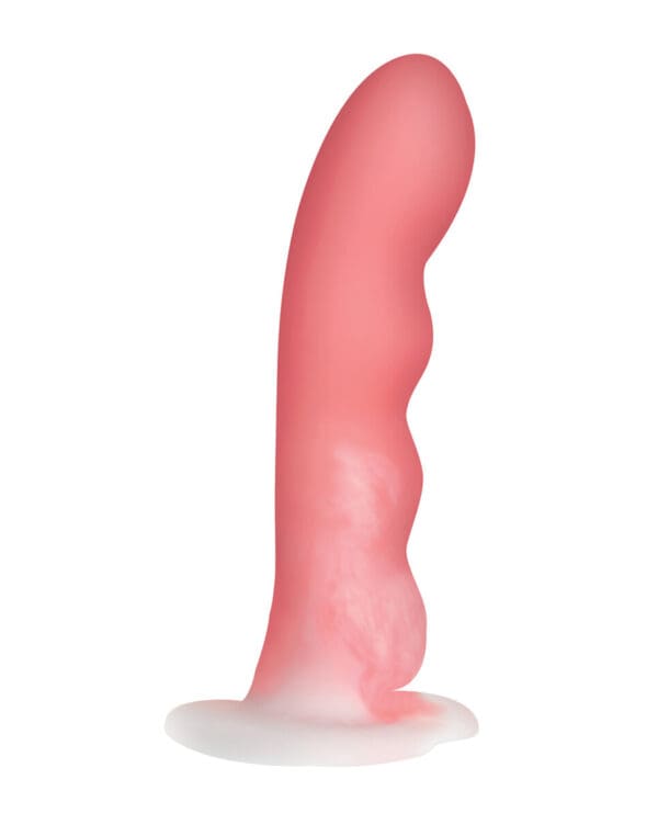 Curve Toys Simply Sweet 7" Wavy Silicone Dildo - Pink/White - Image 2