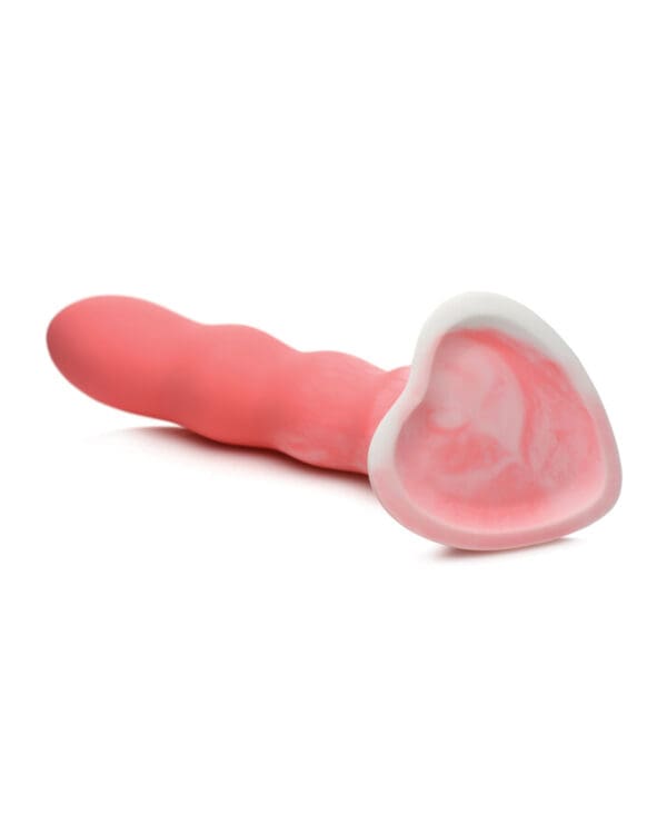 Curve Toys Simply Sweet 7" Wavy Silicone Dildo - Pink/White - Image 5