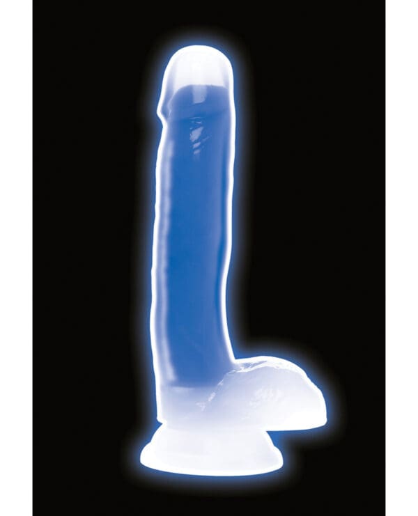 Curve Toys Lollicock 7" Glow In The Dark Silicone Dildo w/Balls - Blue - Image 2