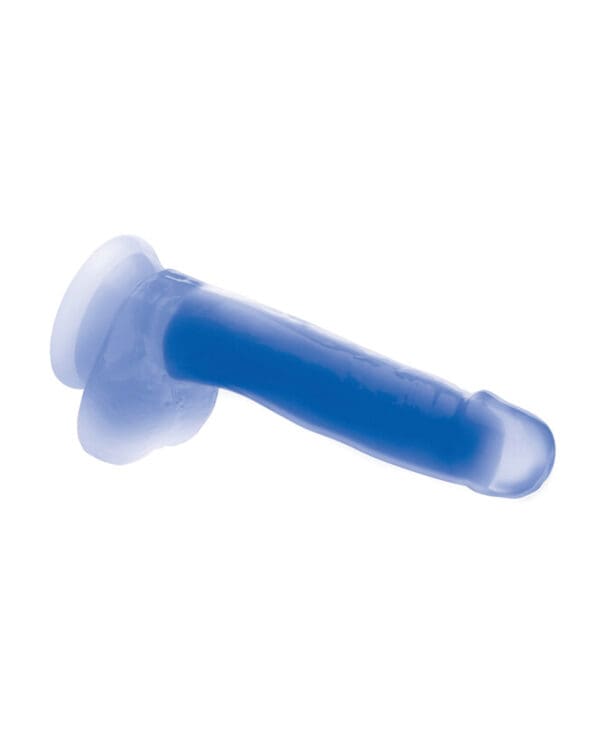 Curve Toys Lollicock 7" Glow In The Dark Silicone Dildo w/Balls - Blue - Image 4