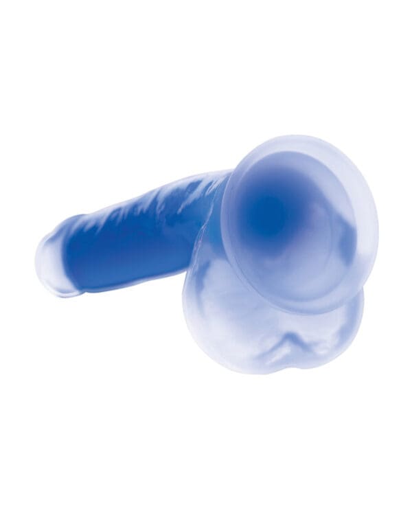 Curve Toys Lollicock 7" Glow In The Dark Silicone Dildo w/Balls - Blue - Image 5