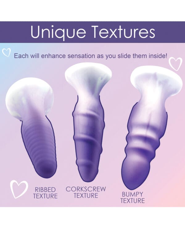 Curve Toys Simply Sweet Silicone Butt Plug Set - Purple - Image 4