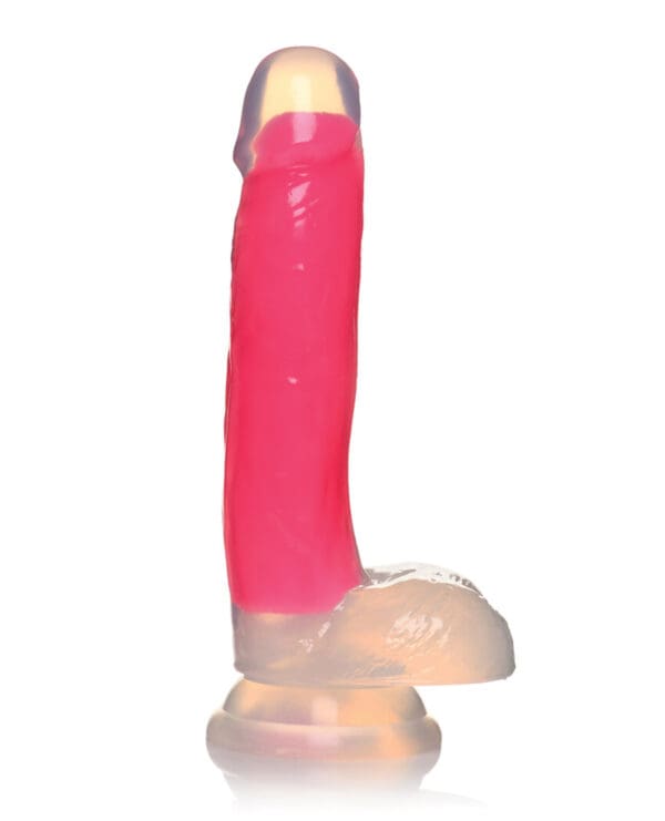 Curve Toys Lollicock 7" Glow In The Dark Silicone Dildo w/Balls - Pink - Image 3