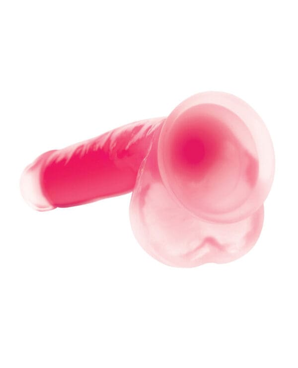 Curve Toys Lollicock 7" Glow In The Dark Silicone Dildo w/Balls - Pink - Image 5