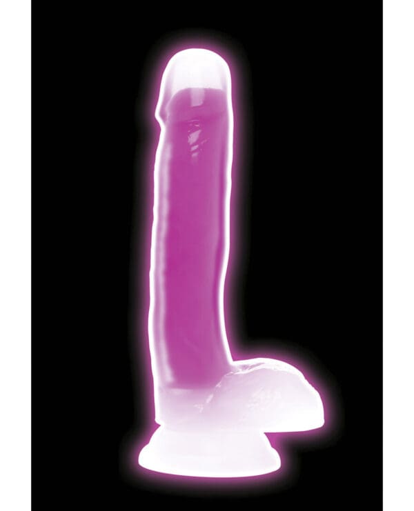 Curve Toys Lollicock 7" Glow In The Dark Silicone Dildo w/Balls - Purple - Image 2