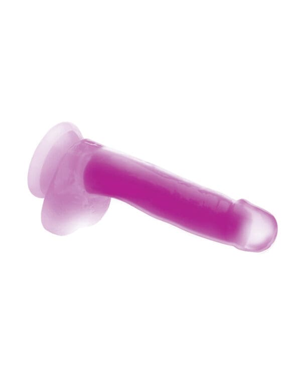 Curve Toys Lollicock 7" Glow In The Dark Silicone Dildo w/Balls - Purple - Image 4