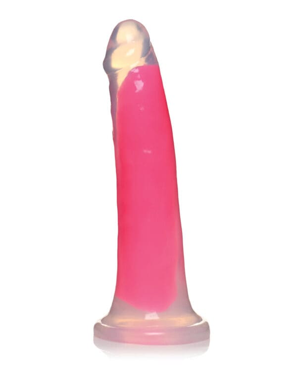 Curve Toys Lollicock 7" Glow In The Dark Silicone Dildo - Pink - Image 3