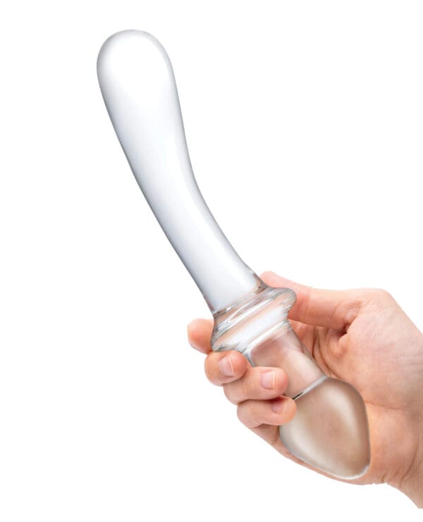 Glas 9" Classic Curved Dual Ended Dildo - Clear - Image 4