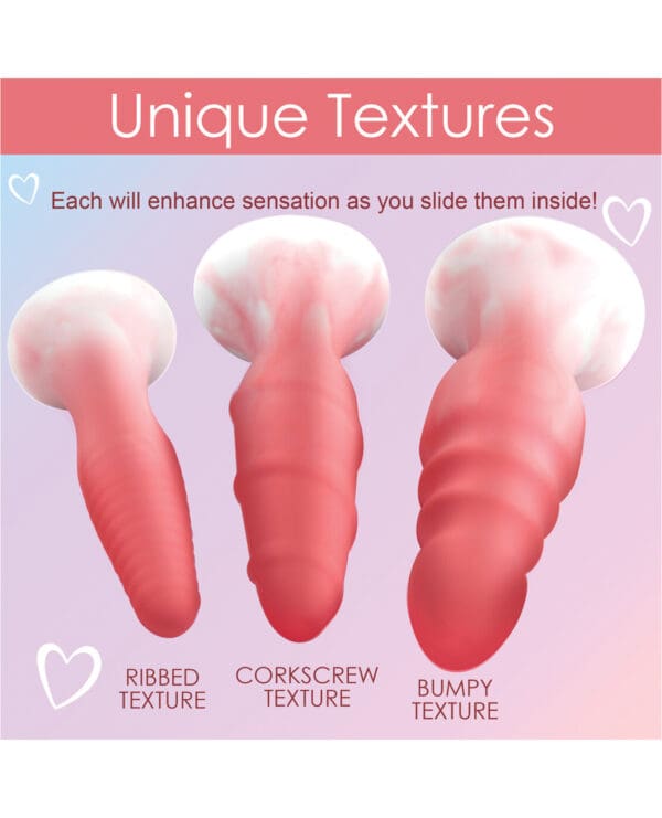 Curve Toys Simply Sweet Silicone Butt Plug Set - Pink - Image 5