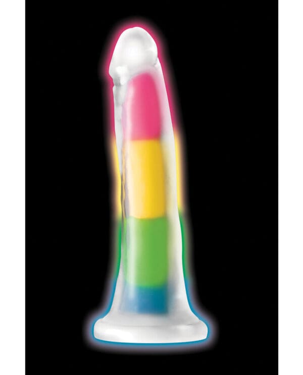 Curve Toys Lollicock 7" Glow In The Dark Silicone Dildo - Rainbow - Image 2