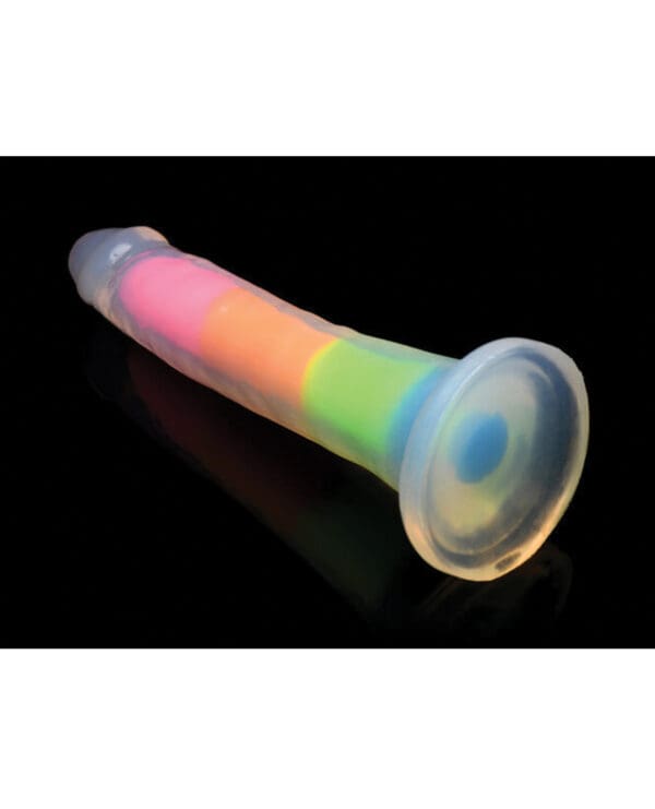 Curve Toys Lollicock 7" Glow In The Dark Silicone Dildo - Rainbow - Image 4