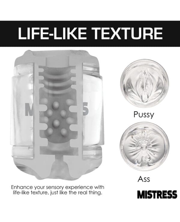 Curve Toys Mistress Double Shot Pussy & Ass Mini Masturbator  - Clear - Image 4