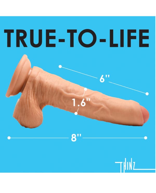 Curve Toys Thinz 8" Uncut Dildo w/Balls - Light - Image 5