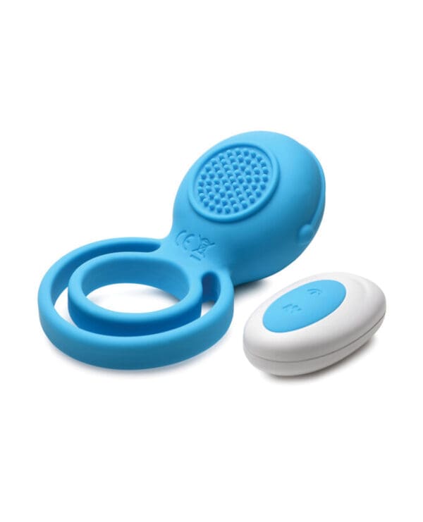 Curve Toys Gossip Love Loops 10X Silicone Cock Ring w/Remote - Azure - Image 3