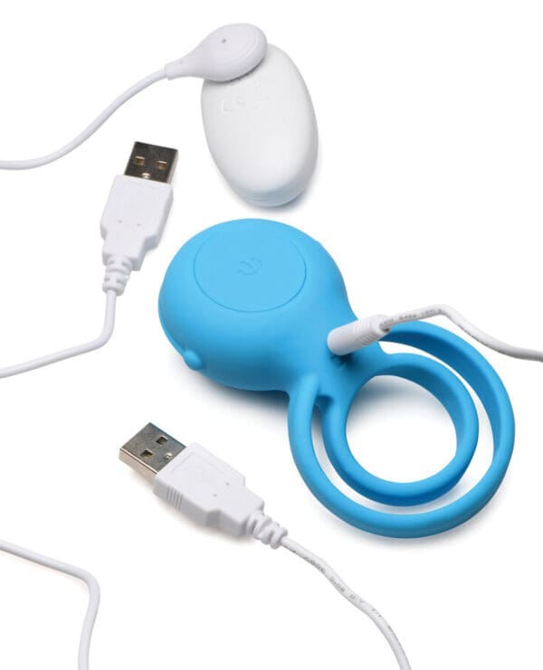 Curve Toys Gossip Love Loops 10X Silicone Cock Ring w/Remote - Azure - Image 4