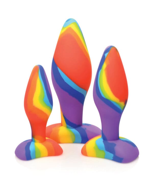 Curve Toys Simply Sweet Rainbow Silicone Butt Plug Set - Image 2