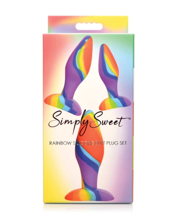 Curve Toys Simply Sweet Rainbow Silicone Butt Plug Set - Image 3