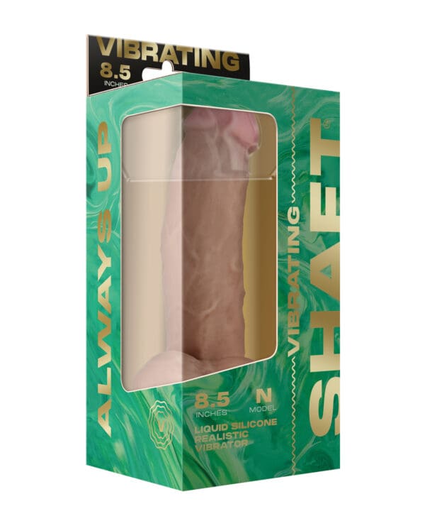 Shaft Flexskin Liquid Silicone 8.5" Vibrating Side Curve Dong w/Balls - Pine - Image 5