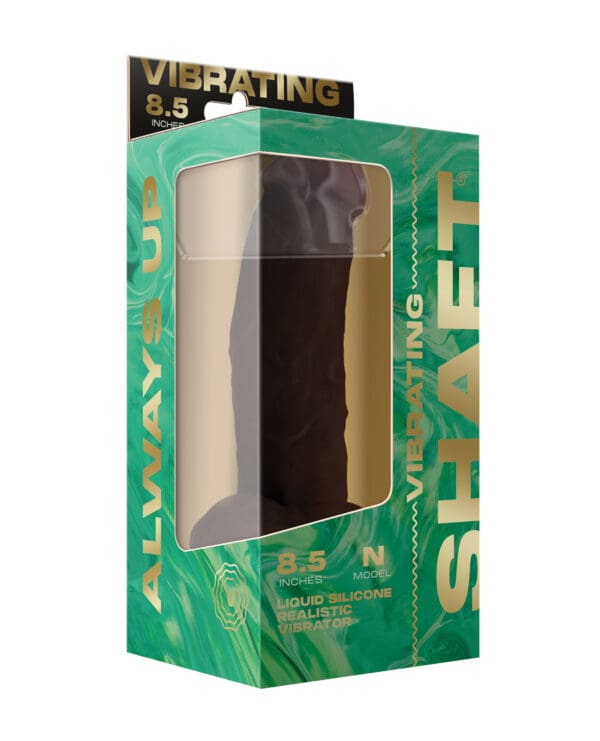 Shaft Flexskin Liquid Silicone 8.5" Vibrating Side Curve Dong w/Balls - Mahogany - Image 5