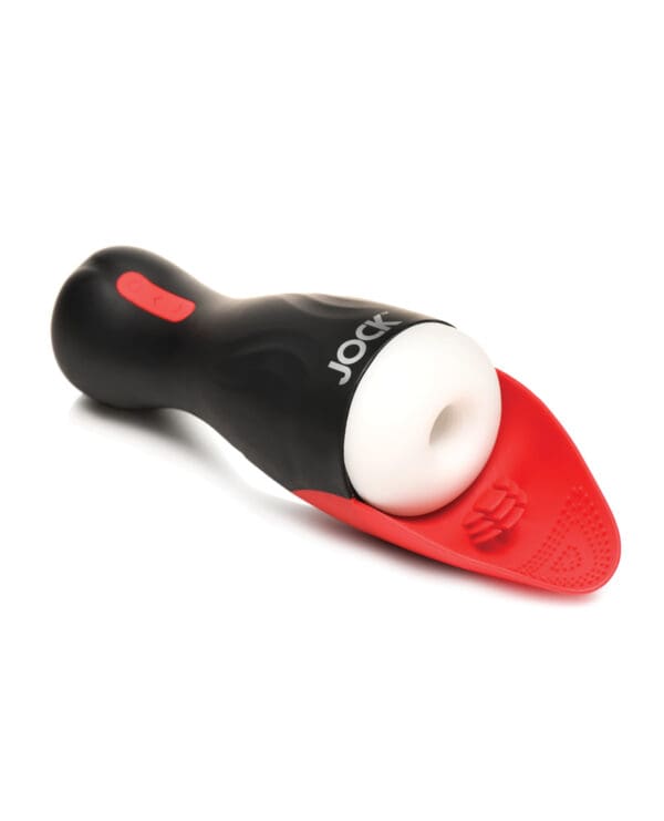 Curve Toys Jock Sucking & Vibrating Masturbator - Black/Red - Image 2