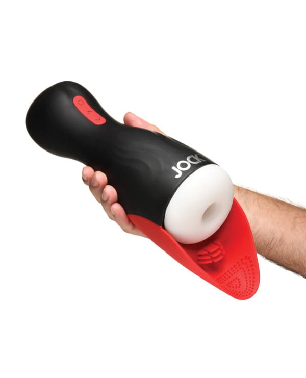 Curve Toys Jock Sucking & Vibrating Masturbator - Black/Red - Image 5
