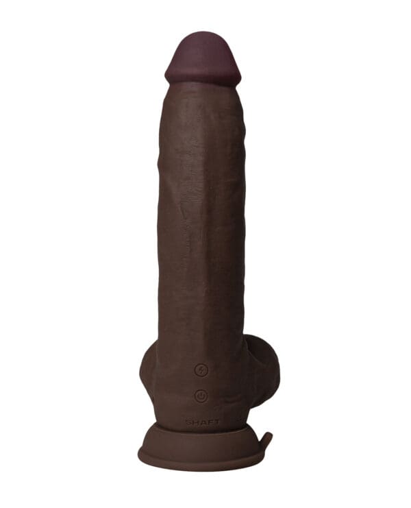 Shaft Flexskin Liquid Silicone 9.5" Vibrating Curved Dong w/Balls - Mahogany - Image 4