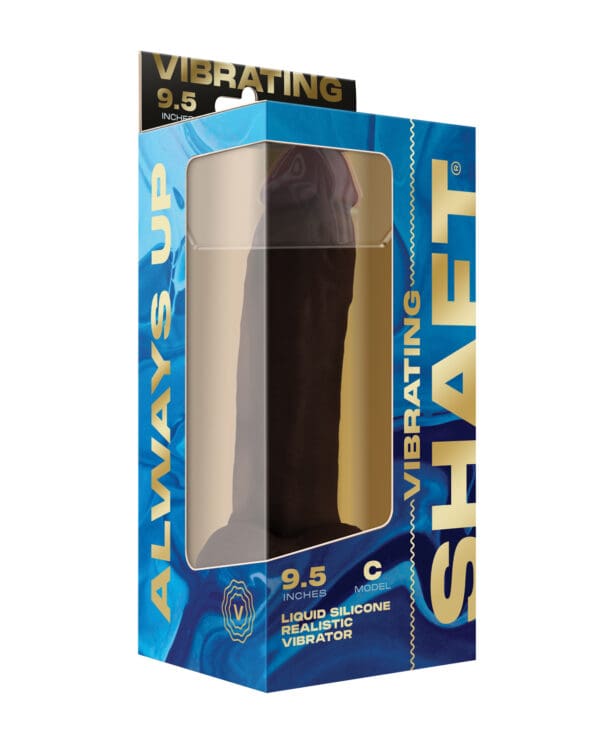 Shaft Flexskin Liquid Silicone 9.5" Vibrating Curved Dong w/Balls - Mahogany - Image 5