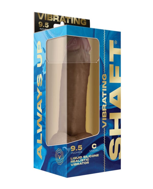 Shaft Flexskin Liquid Silicone 9.5" Vibrating Curved Dong w/Balls - Oak - Image 5
