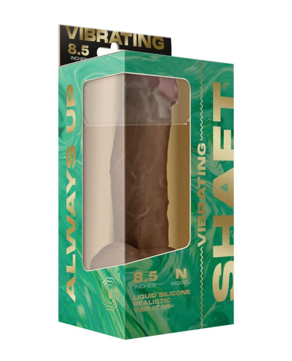 Shaft Flexskin Liquid Silicone 8.5" Vibrating Side Curve Dong w/Balls - Oak - Image 5