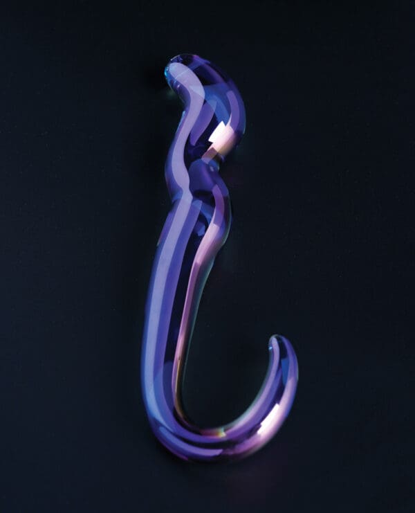 Cristal Blue Flame Curved Glass Dildo - Purple - Image 2