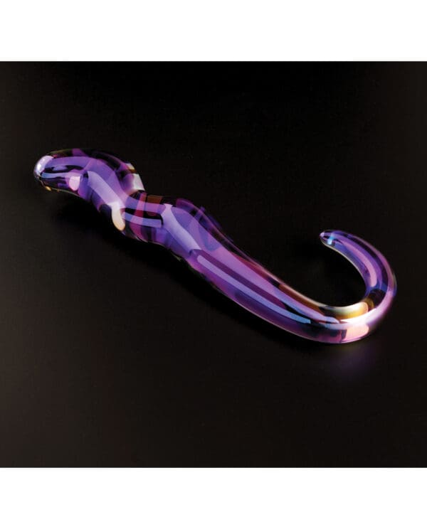 Cristal Blue Flame Curved Glass Dildo - Purple - Image 3