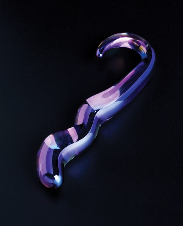Cristal Blue Flame Curved Glass Dildo - Purple - Image 4