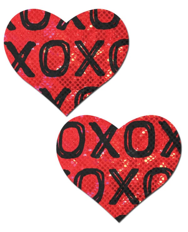 Pastease Premium Glitter XOXO Heart - Red/Black O/S - Image 2