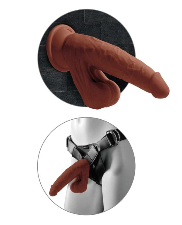 King Cock Plus 8" Triple Density Cock w/Swinging Balls - Brown - Image 4