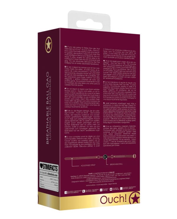 Shots Ouch Halo Breathable Ball Gag - Burgundy - Image 2