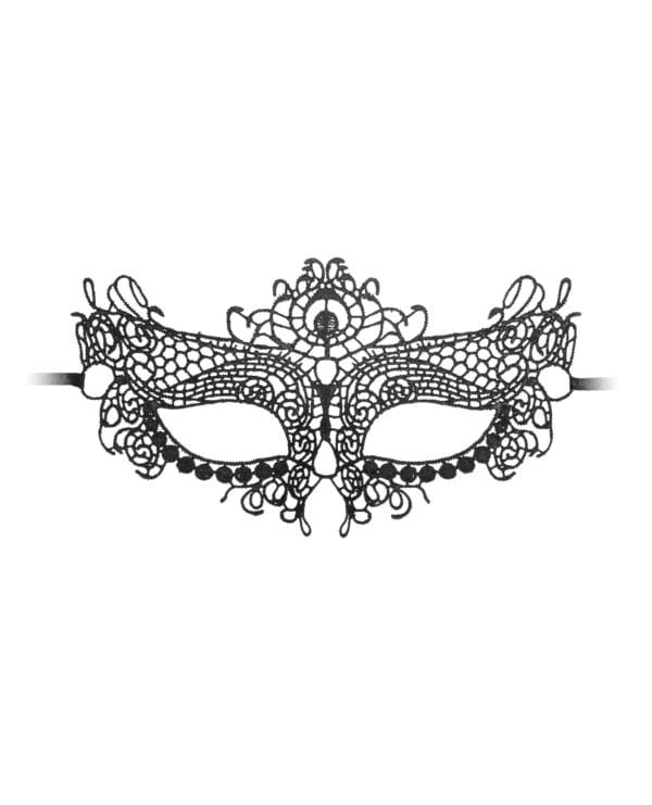 Shots Ouch Black & White Lace Eye Mask - Queen Black - Image 3