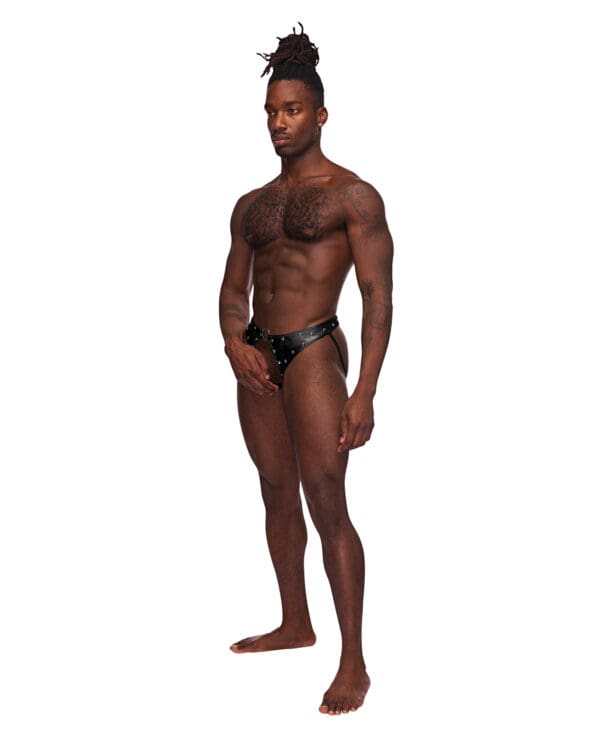 Fetish Cyclops Nylon Spandex Pouchless Jock Strap Black S/M - Image 2