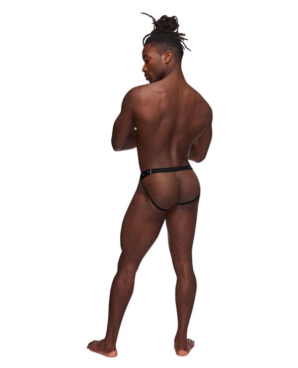Fetish Cyclops Nylon Spandex Pouchless Jock Strap Black S/M - Image 3