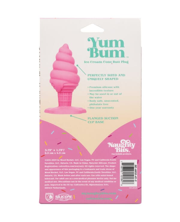 Naughty Bits Yum Bum Ice Cream Cone Butt Plug - Pink - Image 5