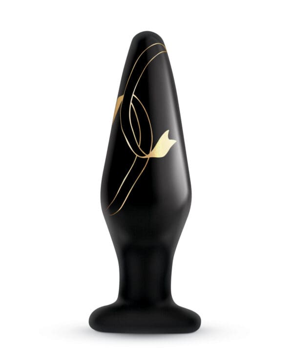 Secret Kisses 4.5" Handblown Glass Plug - Black/Gold - Image 2